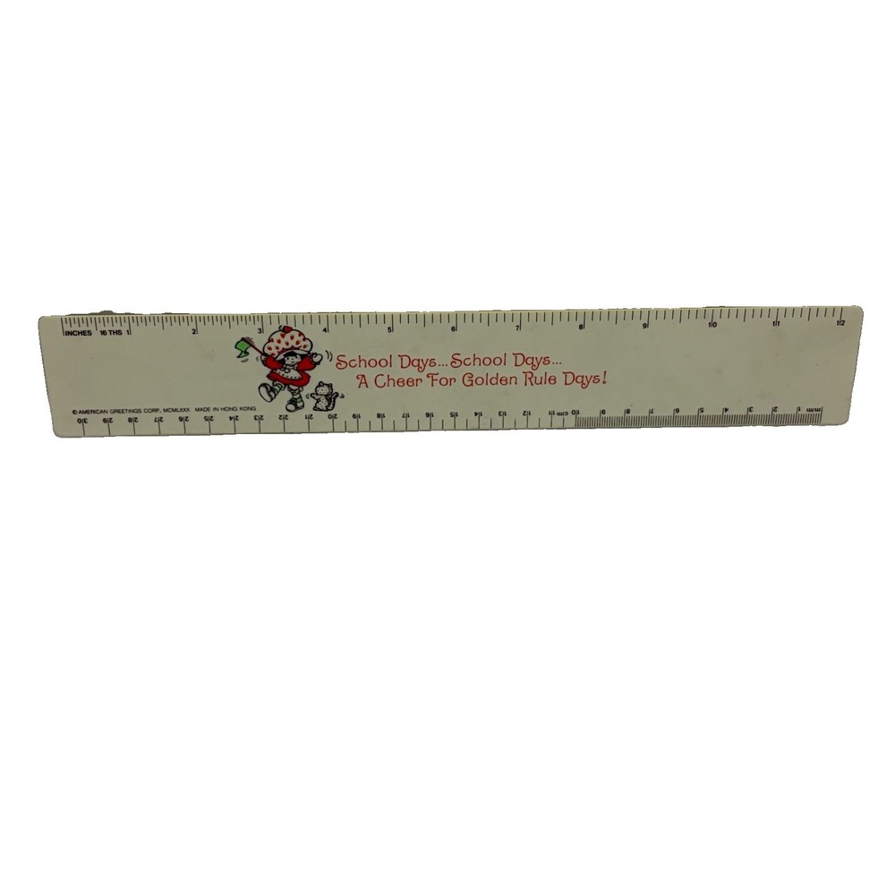 VTG 1980 Strawberry Shortcake 12" School Days Ruler Pink American Greetings 80s